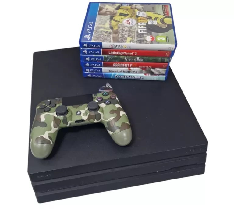 KONSOLA PS4 PRO 1TB + PAD + OKABLOWANIE + 6 GIER