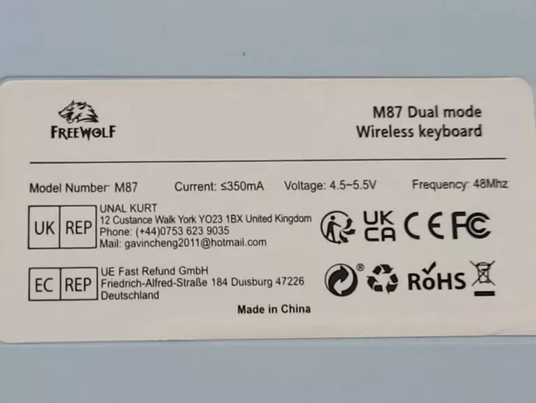 KLAWIATURA BEZPRZEWODOWA FREEWOLF M87