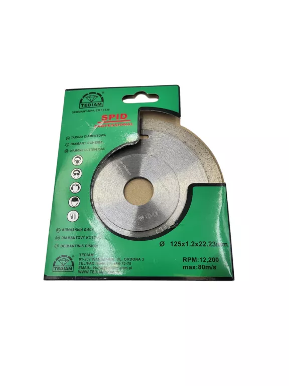 TARCZE TARCZA DIAMENTOWA DO PŁYTEK TWARDEGO GRESU SPID 125 GRUBOŚĆ 1.2MM