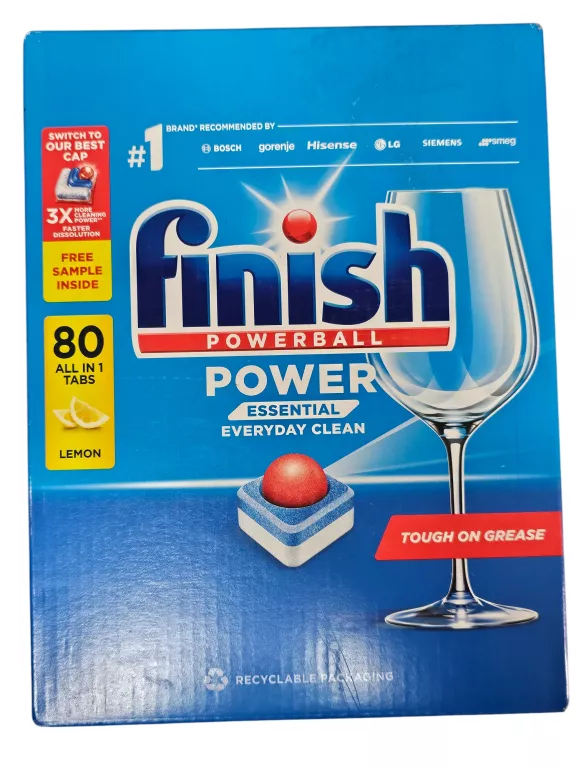 FINISH POWER ESSENTIAL TABLETKI DO ZMYWARKI NACZYŃ LEMON CYTRYNA 80 KARTON