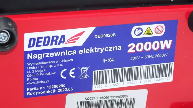 NAGRZEWNICA DEDRA DED9920B 2000W