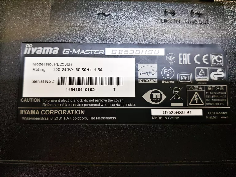 MONITOR IIYAMA G2530 PL2530H + KABEL ZASILAJĄCY