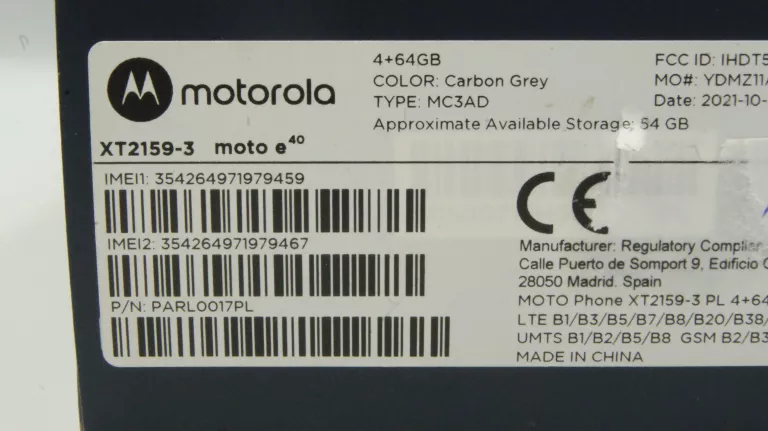 SMARTFON MOTOROLA MOTO E40 KOMPLET