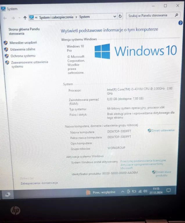 LAPTOP HP ELITEBOOK FOLIO 9480M I5-4310U 8/512GB SSD