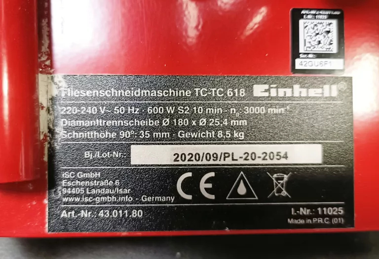 MASZYNA DO CIĘCIA PŁYTEK TC-TC 618 EINHELL
