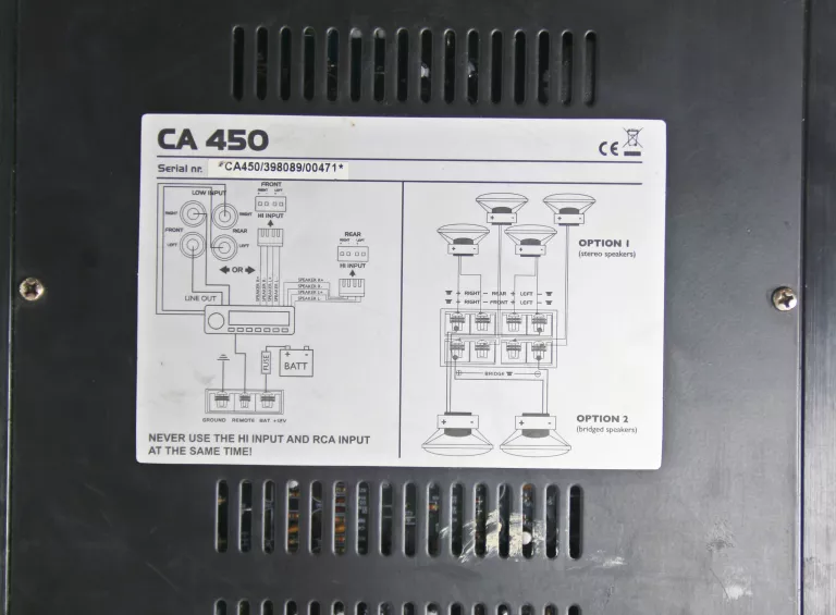 WZMACNIACZ SAMOCHODOWY CALIBER CA 450 750 W
