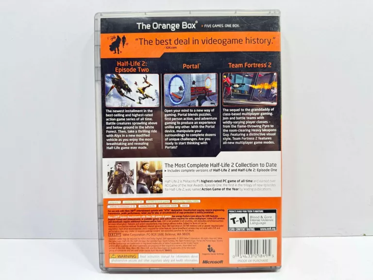 ORANGE BOX HALF LIFE PORTAL TEAM FORTRESS 2 MICROSOFT XBOX 360