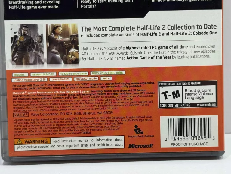 ORANGE BOX HALF LIFE PORTAL TEAM FORTRESS 2 MICROSOFT XBOX 360