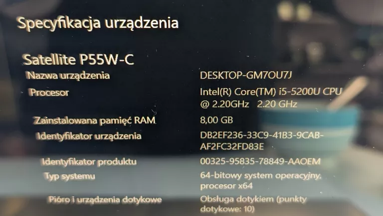 LAPTOP TOSHIBA SATELLITE P55W-C I5-5200 8GB W10