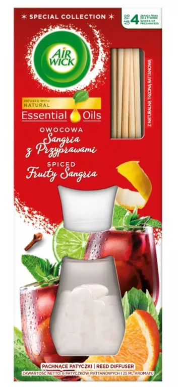 AIR WICK ESSENTIAL OILS PACHNĄCE PATYCZKI OWOCOWA SANGRIA Z PRZYPRAWAMI 25