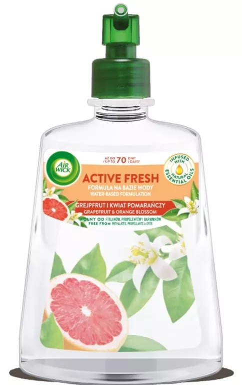 AIR WICK ACTIVE FRESH ODŚWIEŻACZ POWIETRZA GREJPFRUT POMARAŃCZ WKŁAD 228 M