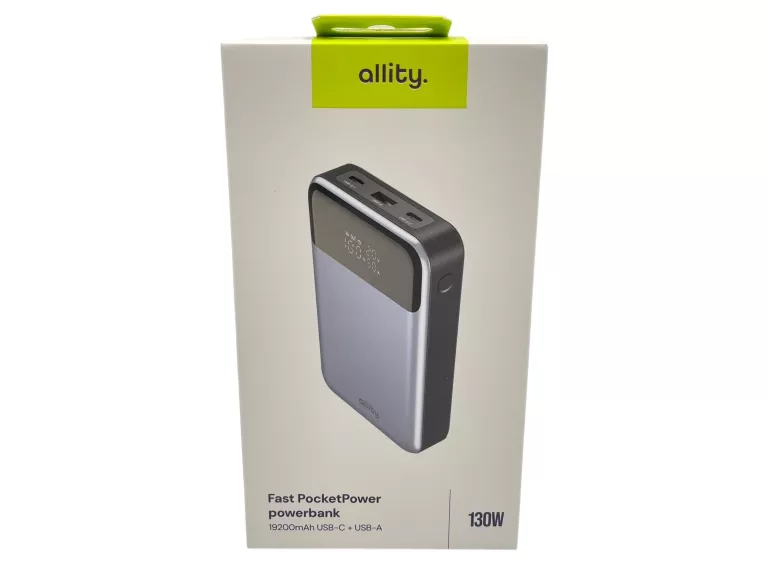 ALLITY POWERBANK DO LAPTOPA MOC 130W 19200MAH USB-C ALUMINIOWA OBUDOWA