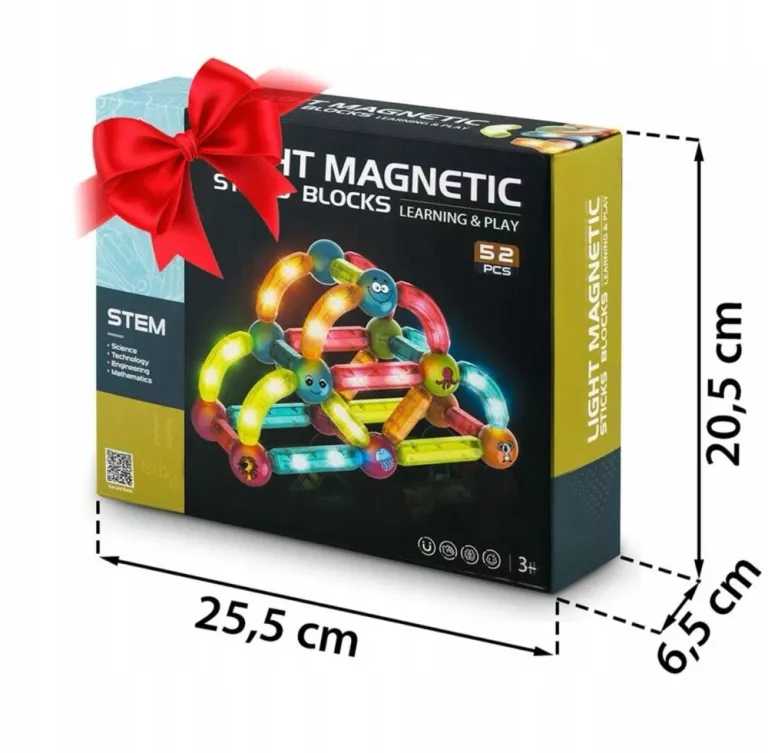 KLOCKI MAGNETYCZNE EDUKACYJNE ŚWIECŚĄCE KONSTRUKCYJNE UKŁADANKA 3D