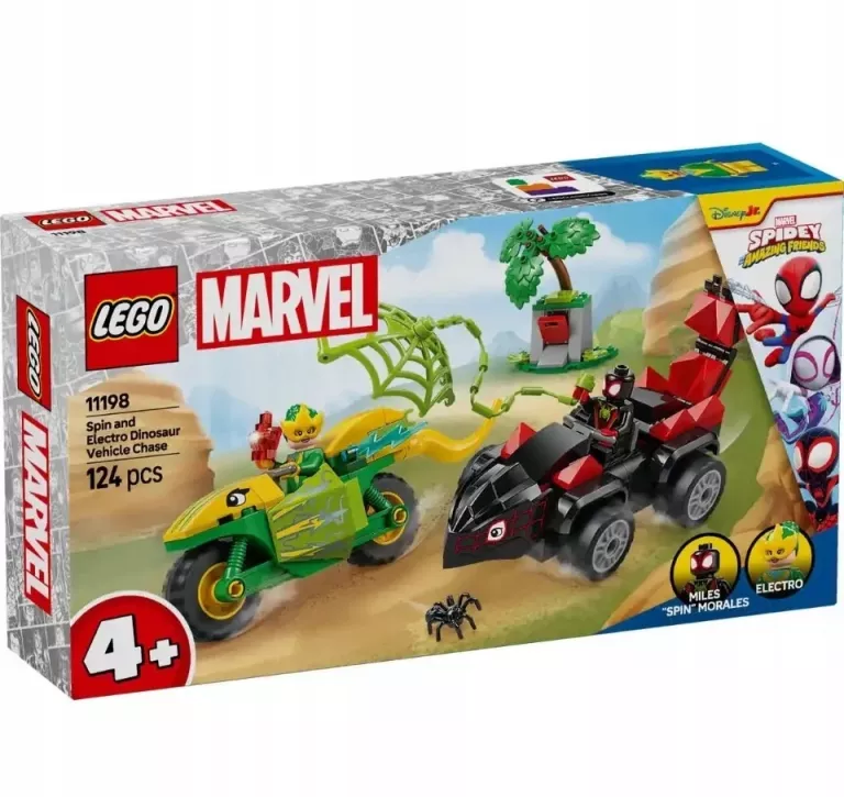 LEGO 11198 MARVEL POŚCIG SPINA ZA ELECTRO W DINOPOJEŹDZIE