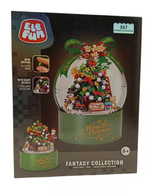 KLOCKI ELEFUN ŚWIĄTECZNA CHOINKA W ŚNIEŻNEJ KULI FANTASY COLLECTION 357 EL