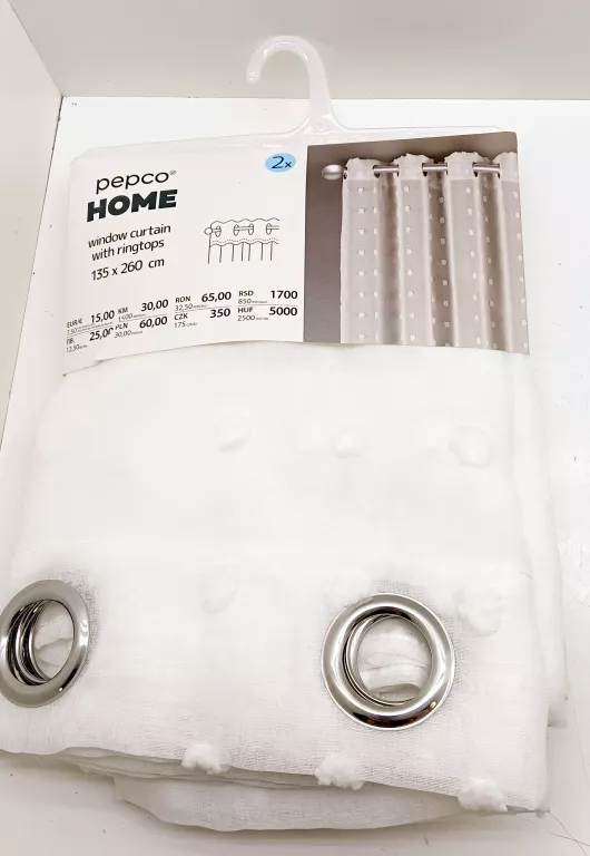 FIRANKA BIAŁA KULKI PEPCO HOME 135X260 PRZELOTKI