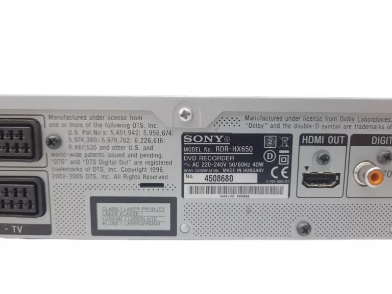 NAGRYWARKA HDD/DVD SONY RDR-HX650