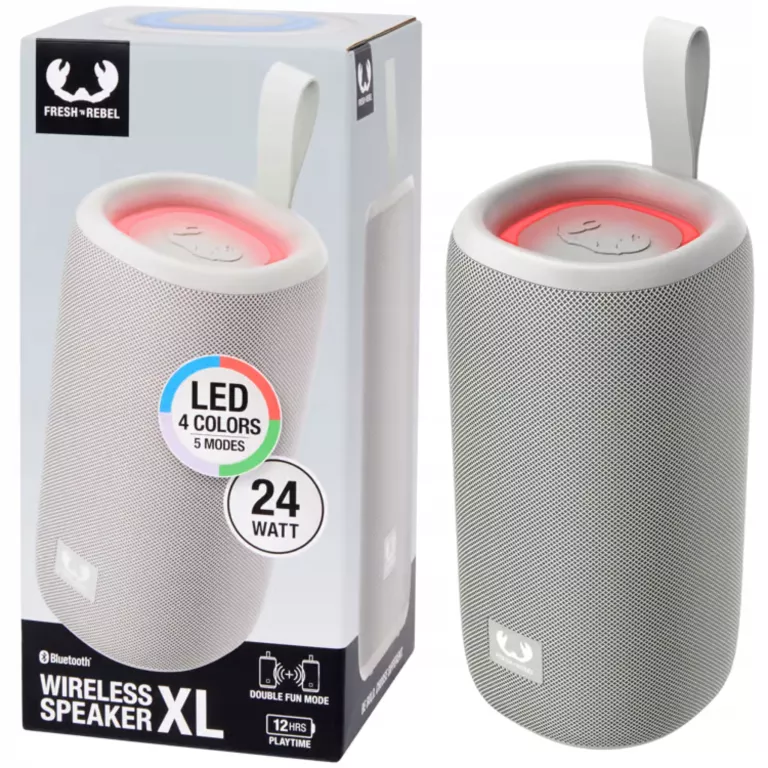 GŁOŚNIK BEZPRZEWODOWY FRESH 'N REBEL XL LED RGB SZARY 24 W