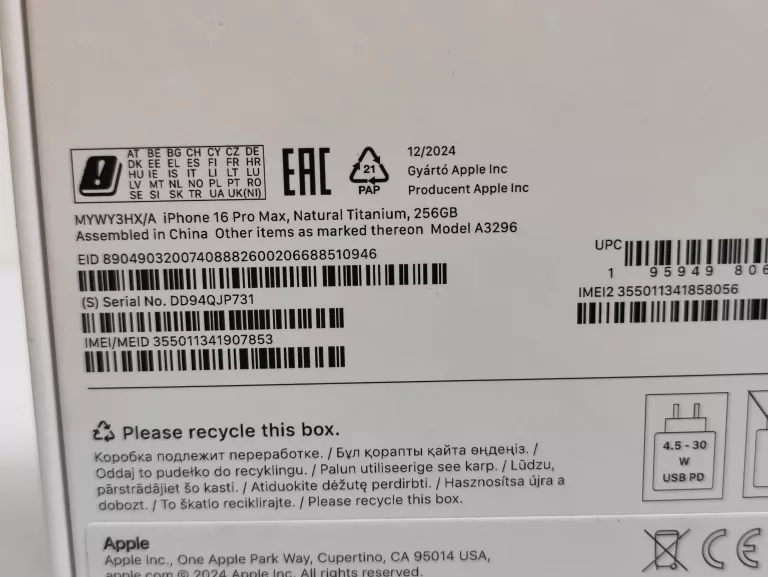 TELEFON APPLE IPHONE 16 PRO MAX Z PLAY OKAZJA EXPORT OKAZJA!
