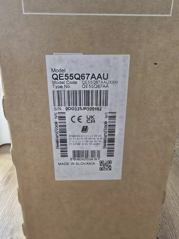 TELEWIZOR SAMSUNG QE55Q67AAU PUDEŁKO PILOT