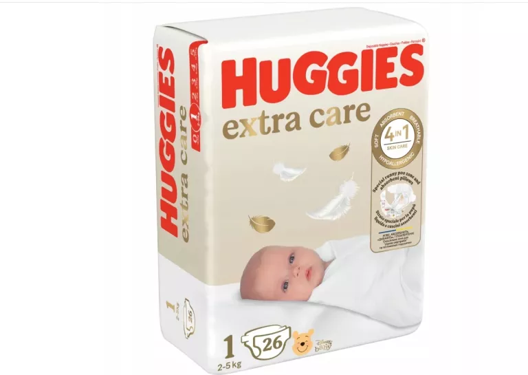 PIELUSZKI HUGGIES EXTRA CARE NEWBORN NOWORODEK ROZMIAR 1 (2-5KG) 26 SZT