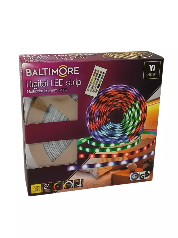 TAŚMA LED RGB & WARM WHITE BALTIMORE 10 M 1300 LUMEN Z PILOTEM