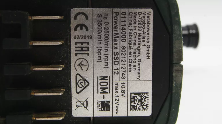 ZAKRĘTARKA UDAROWA METABO POWERMAXX SSD 12 +ŁAD +AQ