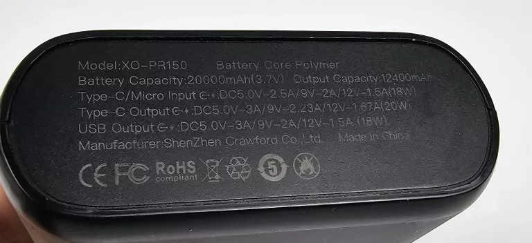 POWERBANK 20000MAH XO-PR150 CZARNY