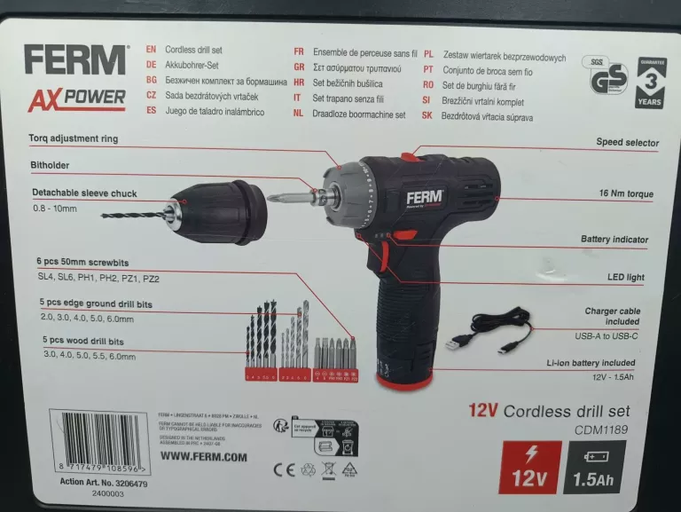 WKRĘTARKA FERM CDM1189 KOMPLET