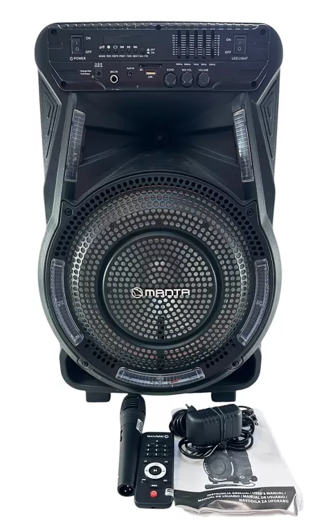 GŁOŚNIK POWER AUDIO MANTA SPK 5033 40W MIKROFON KARAOKE BEZPRZEWODOWY RADI