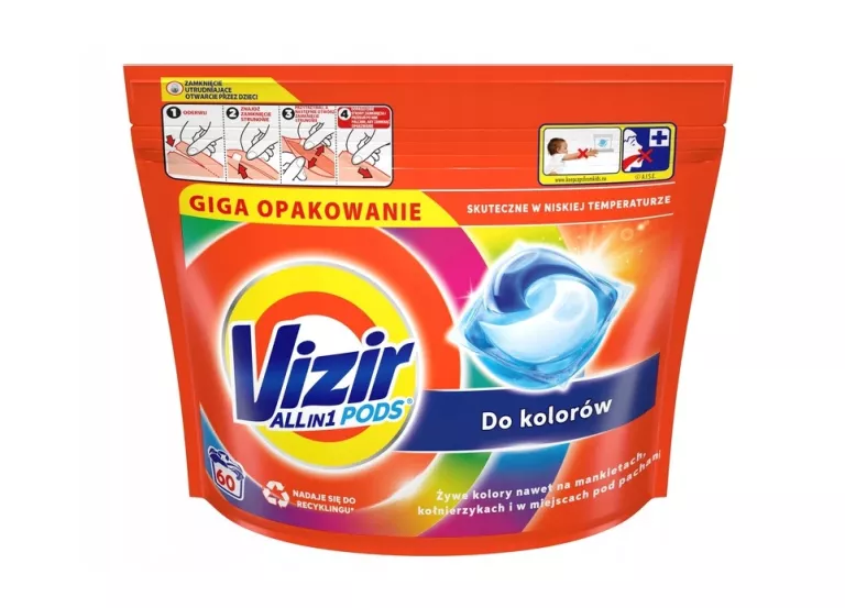 VIZIR ALL-IN-1 PODS KAPSUŁKI DO PRANIA COLOR 60 SZTUK PRAŃ STAN IDEAŁ