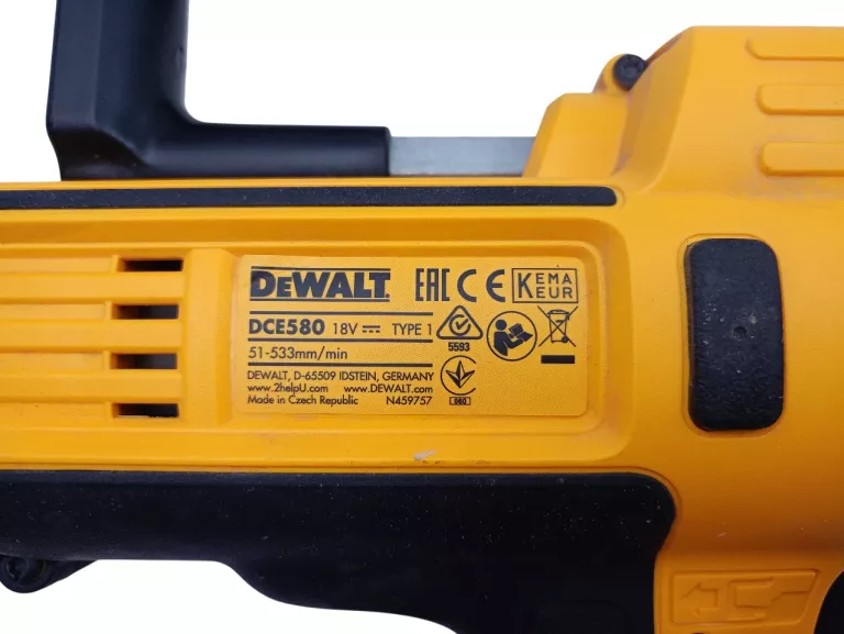 AKUMULATOROWY PISTOLET USZCZELNIAJĄCY DEWALT DCE580 18V