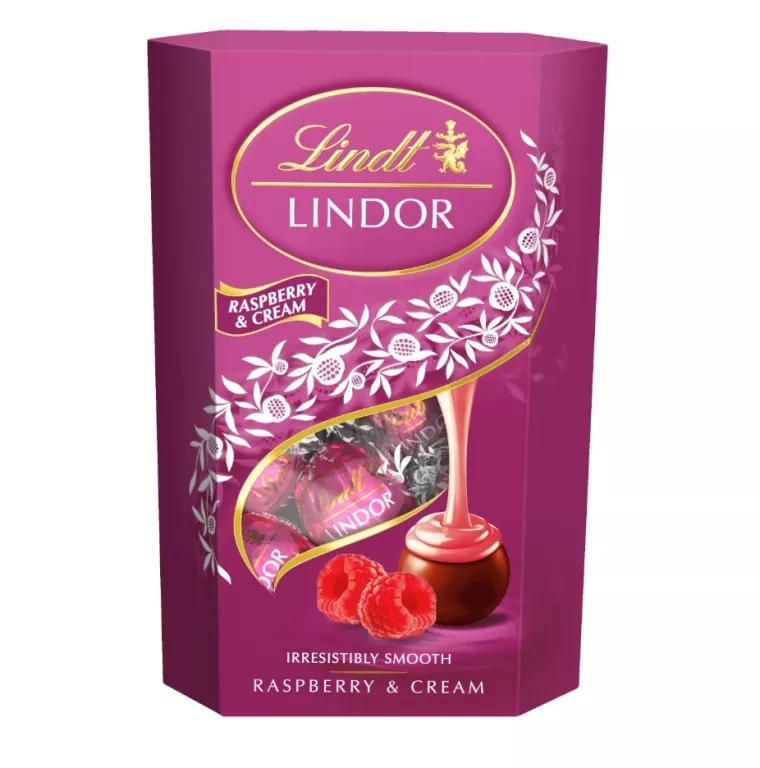 LINDT LINDOR PRALINY CZEKOLADKI MALINA I ŚMIETANKA 200G