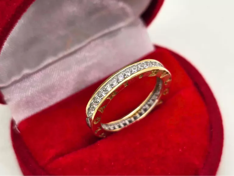 WYJĄTKOWY ZŁOTY PIERSCIONEK BV Z CYRKONIAMI R.11 PR.585