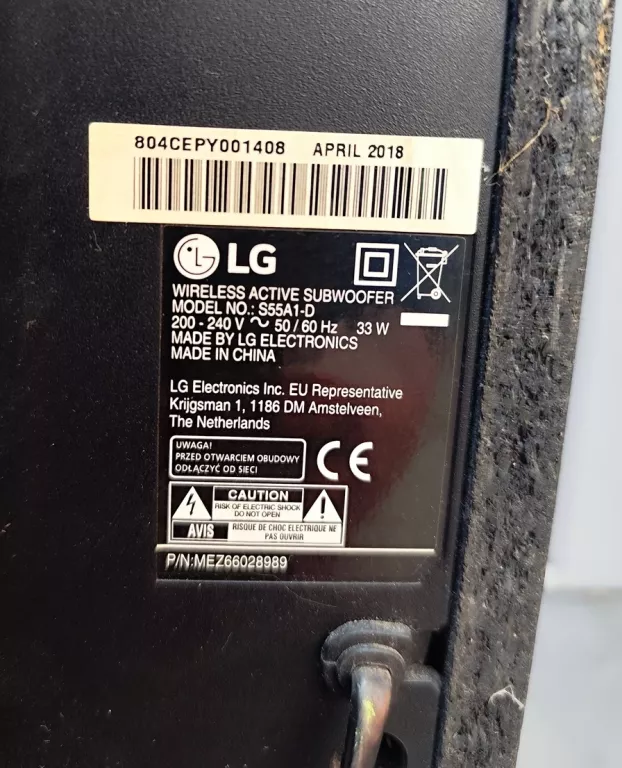 SOUNDBAR LG LAS655K 320 W + SUBWOOFER S55A1-D 33W PROMOCJA !