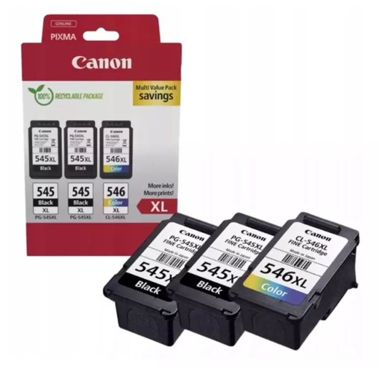 ZESTAW TUSZÓW CANON PG-545XL / CL-546XL CZARNY 2X 15 ML, KOLOROWY 13 ML