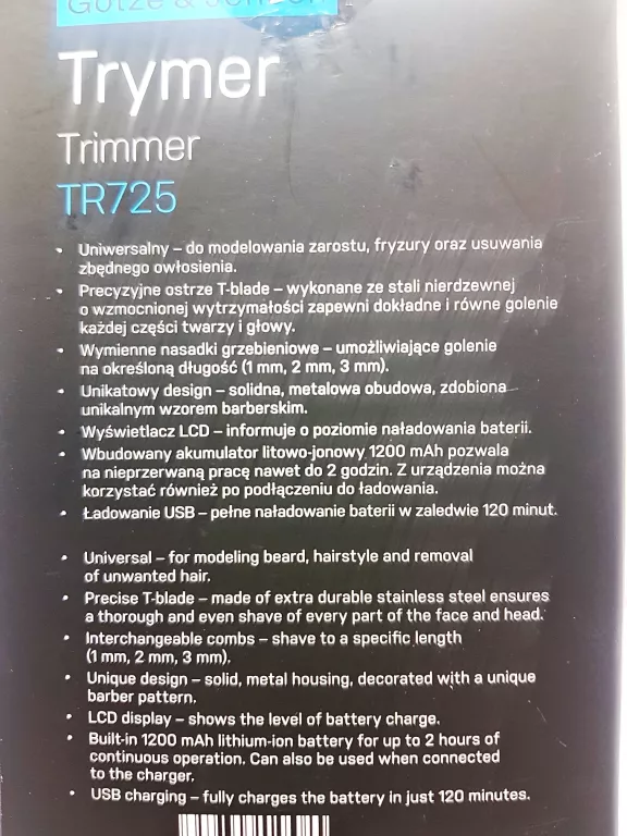 TRYMER GÖTZE & JENSEN TR725 KOMPLET DZ.:02.11.24