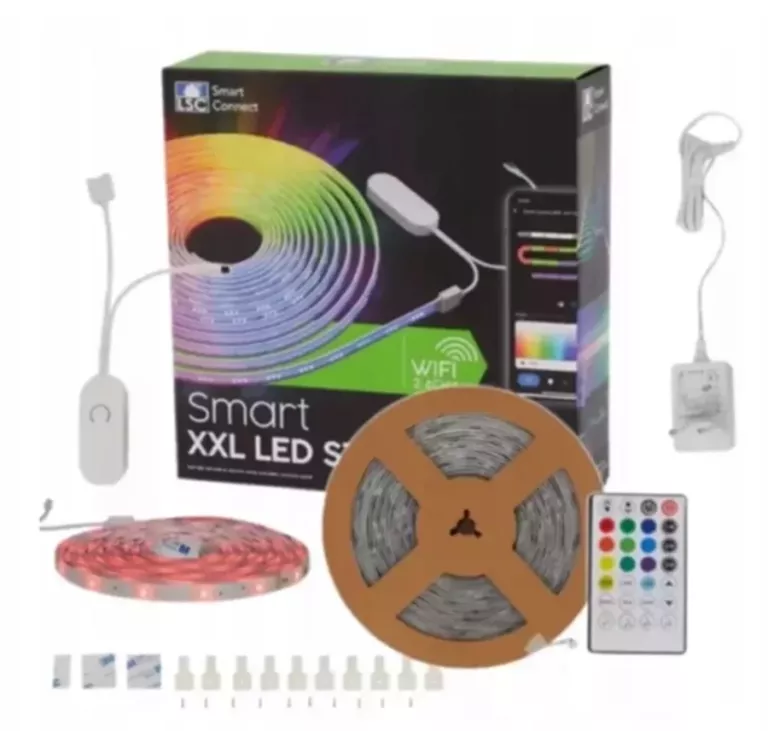 LSC MOCNA TAŚMA LED STRIP 10M RGB KOLORY Z PILOTEM 24W