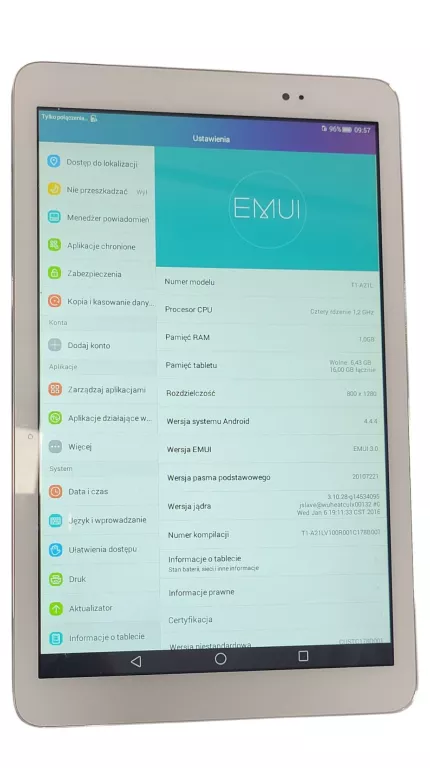 TABLET HUAWEI MEDIAPAD T1 10 9,6" 1 GB / 16 GB BIAŁY
