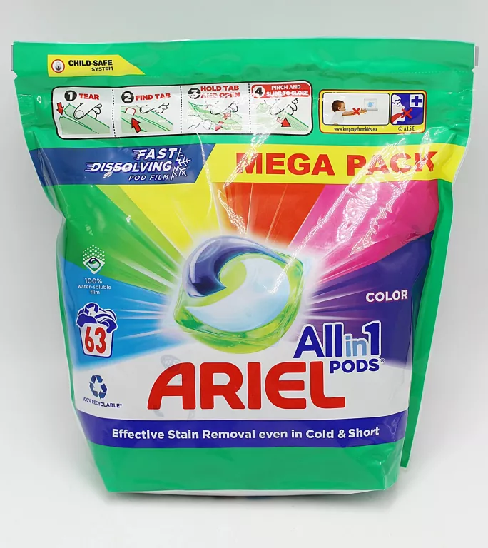 KAPSUŁKI Z PŁYNEM DO PRANIA KOLOROWYCH TKANIN ARIEL ALL-IN-1 PODS 63SZT.