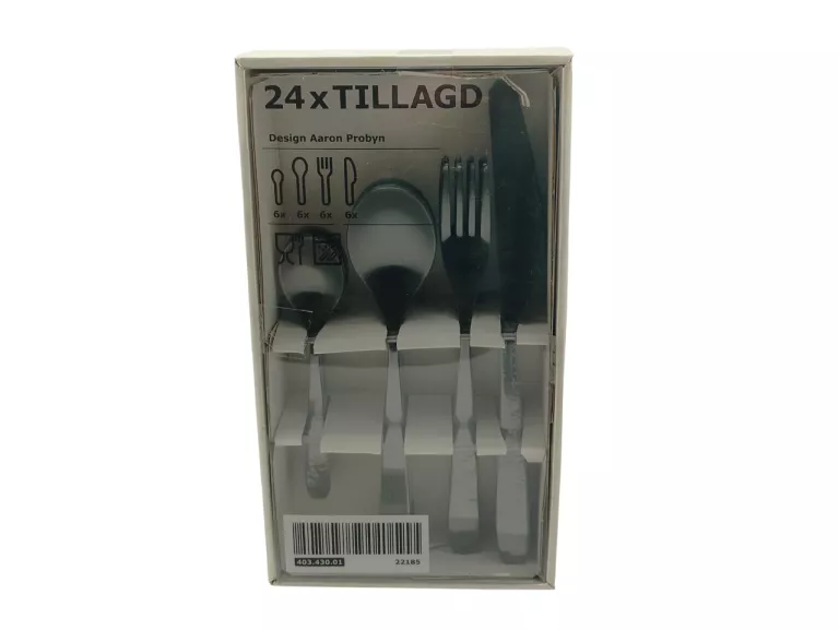 IKEA TILLAGD KOMPLET SZTUĆCÓW CZARNE 24 SZT.