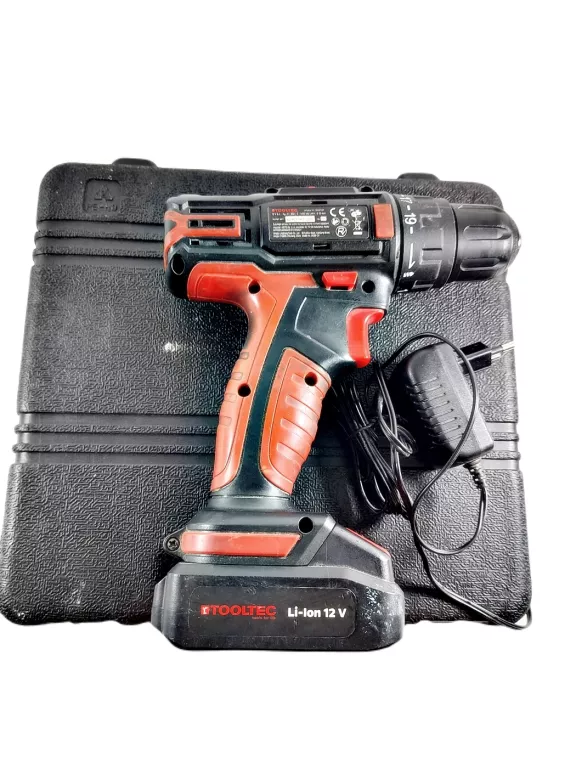 WIERTARKO-WKRĘTARKA AKUMULATOROWA 12V TOOLTEC + ŁADOWARKA I WALIZKA