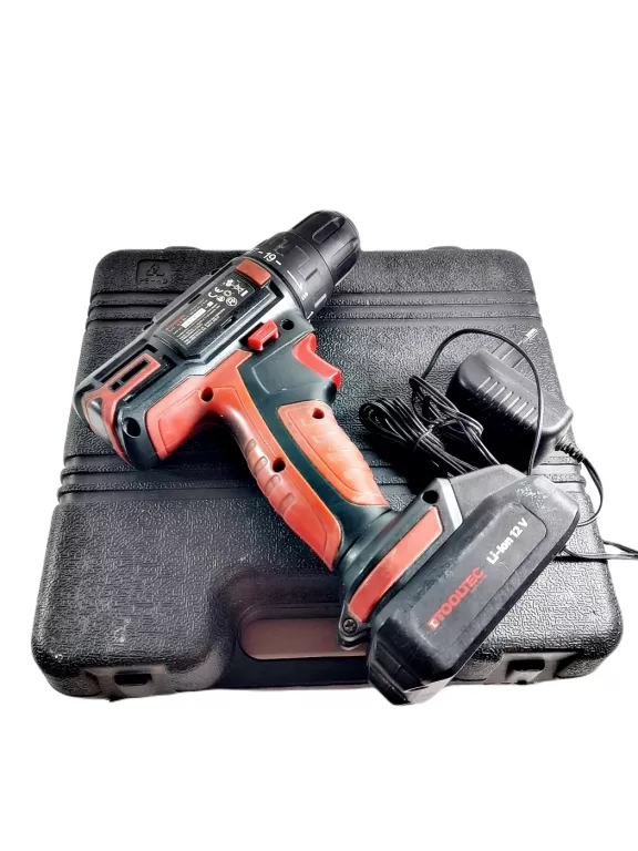WIERTARKO-WKRĘTARKA AKUMULATOROWA 12V TOOLTEC + ŁADOWARKA I WALIZKA