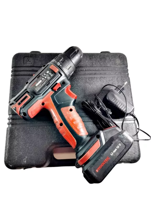 WIERTARKO-WKRĘTARKA AKUMULATOROWA 12V TOOLTEC + ŁADOWARKA I WALIZKA