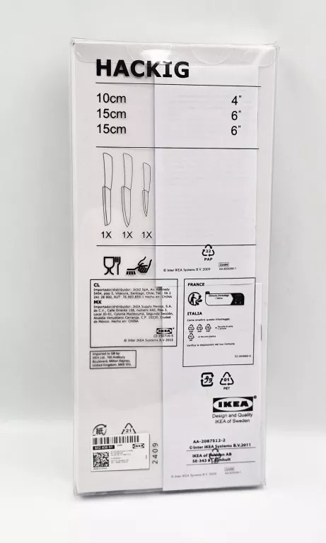 ZESTAW NOŻY CERAMICZNYCH IKEA HACKIG 602.430.91 / 3 SZTUKI