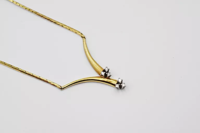 ZŁOTY NASZYJNIK Z BRYLANTAMI 6SZT. 0,18CT [585] 12,89G 40CM