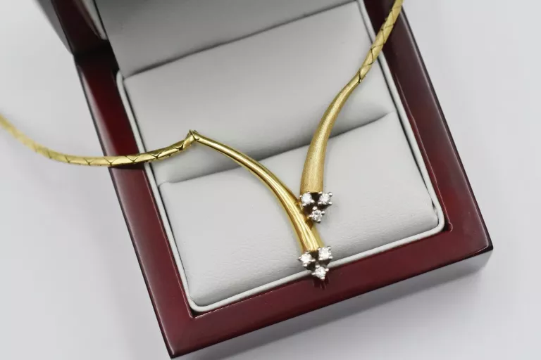 ZŁOTY NASZYJNIK Z BRYLANTAMI 6SZT. 0,18CT [585] 12,89G 40CM