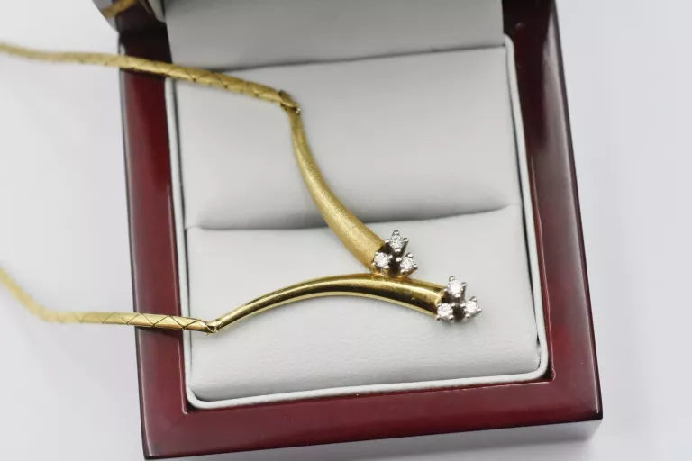 ZŁOTY NASZYJNIK Z BRYLANTAMI 6SZT. 0,18CT [585] 12,89G 40CM
