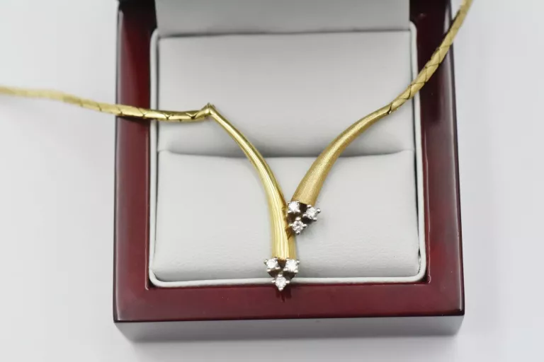 ZŁOTY NASZYJNIK Z BRYLANTAMI 6SZT. 0,18CT [585] 12,89G 40CM
