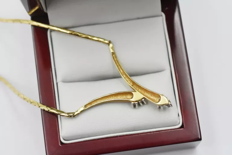 ZŁOTY NASZYJNIK Z BRYLANTAMI 6SZT. 0,18CT [585] 12,89G 40CM